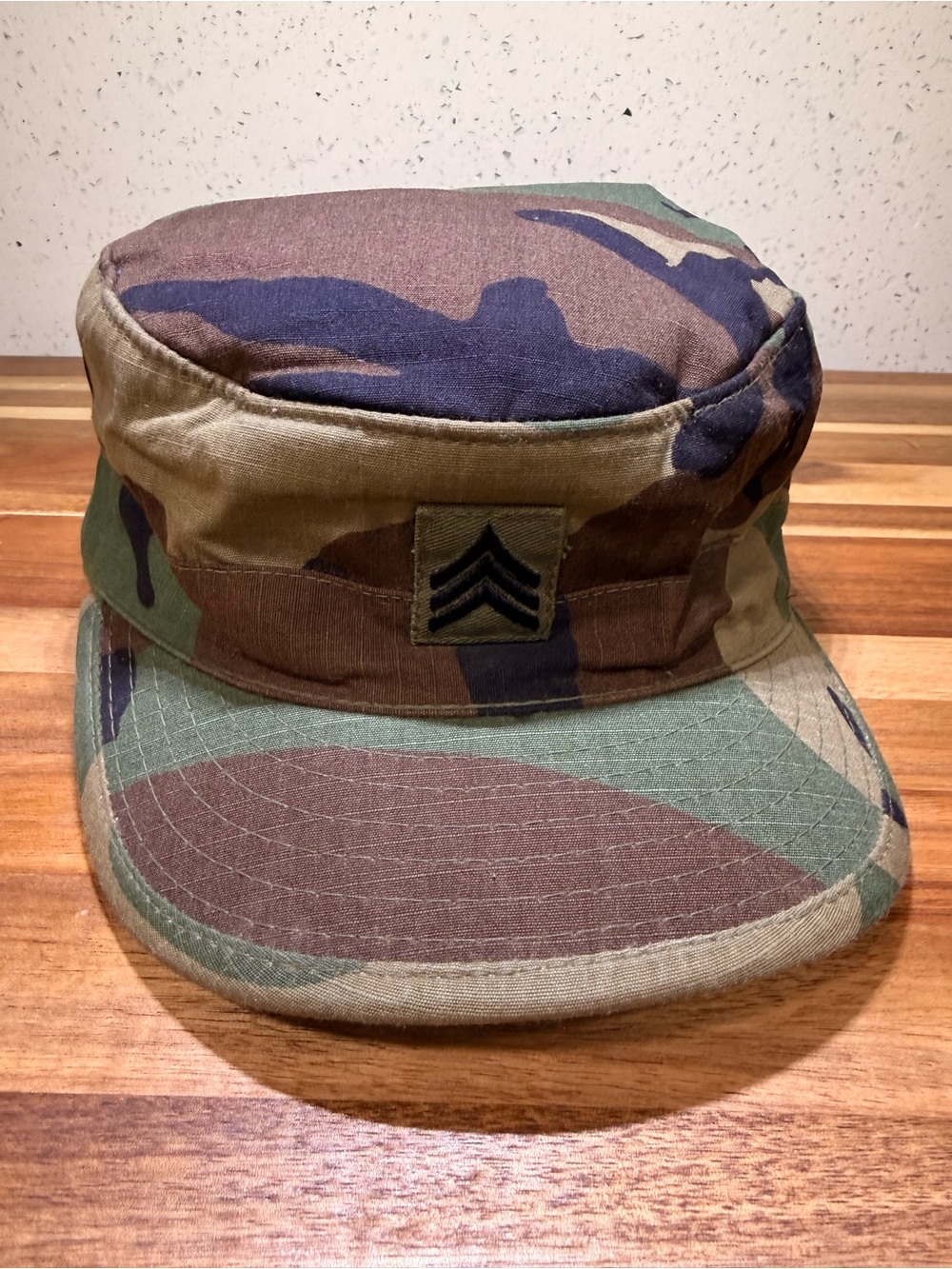 Vintage 1990 Camouflage Military-Style Cotton Patrol Cap - Olive/Brown